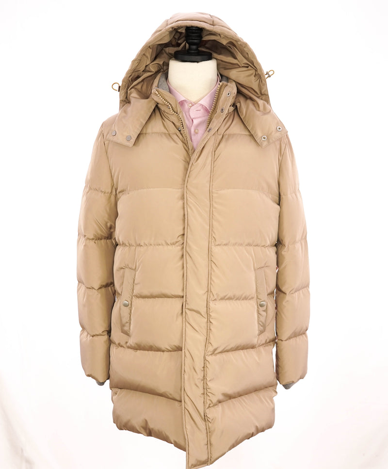 $2,545 ELEVENTY - Long NEUTRAL Padded Quilted Down Parka Coat - 40 (M)