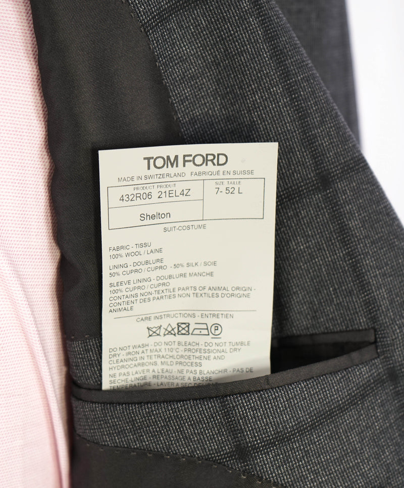 $5,970 TOM FORD - 2-Piece "SHELTON" Gray PEAK LAPEL Side Tab Suit - 42L (52EU)