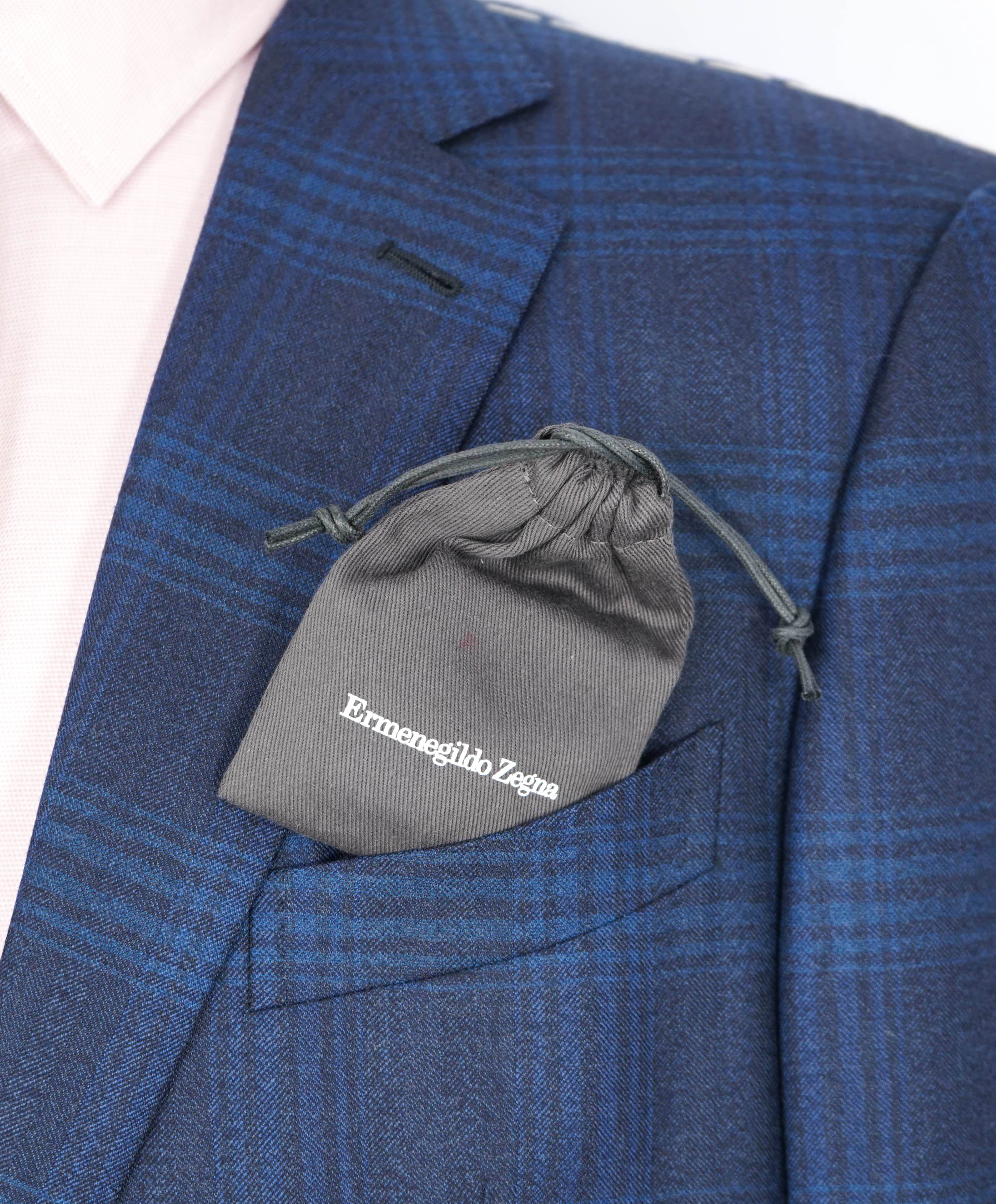 $3,250 ERMENEGILDO ZEGNA - Blue Plaid Check "MILA" Italy Wool Blazer - 42L