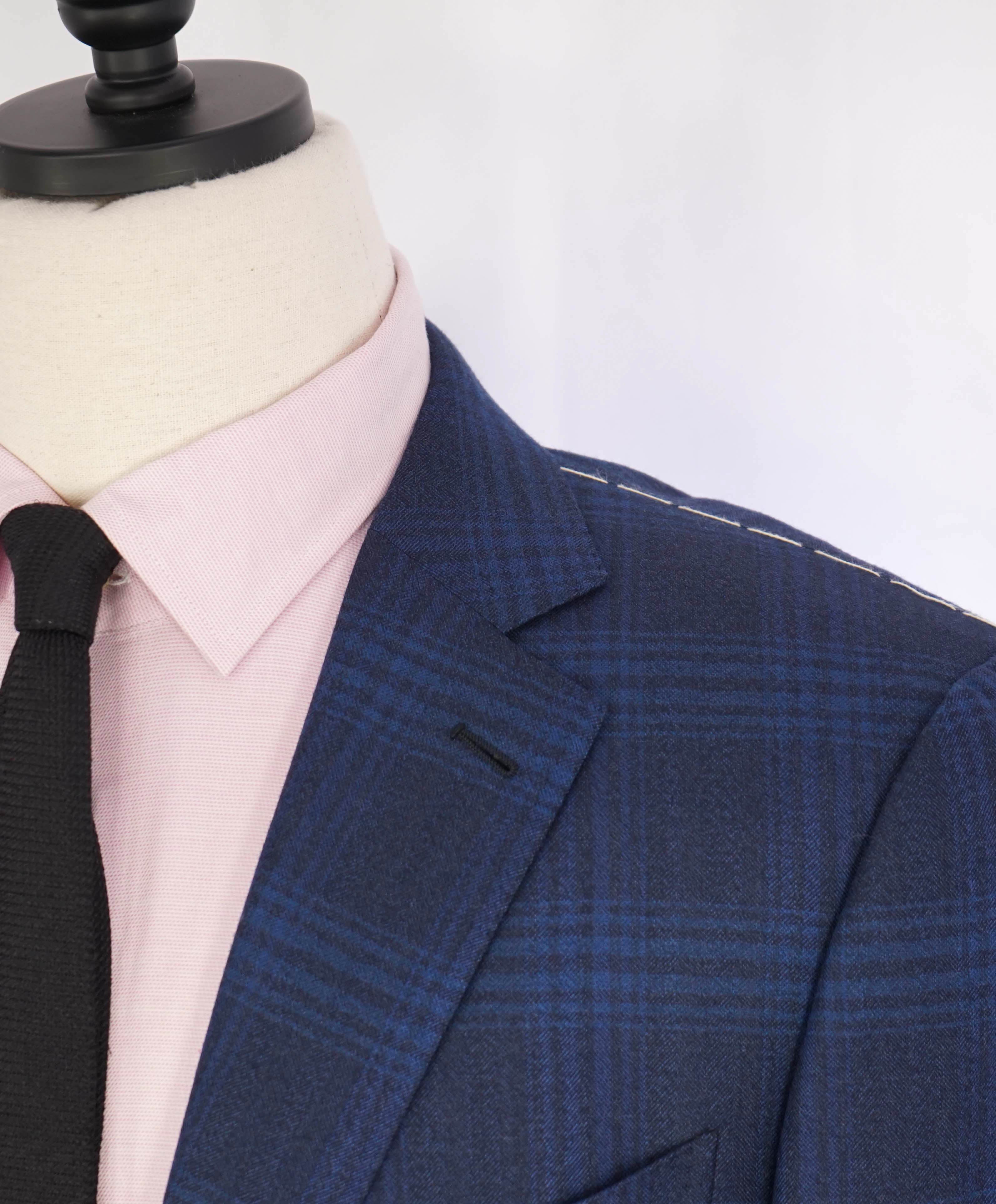 $3,250 ERMENEGILDO ZEGNA - Blue Plaid Check "MILA" Italy Wool Blazer - 42L