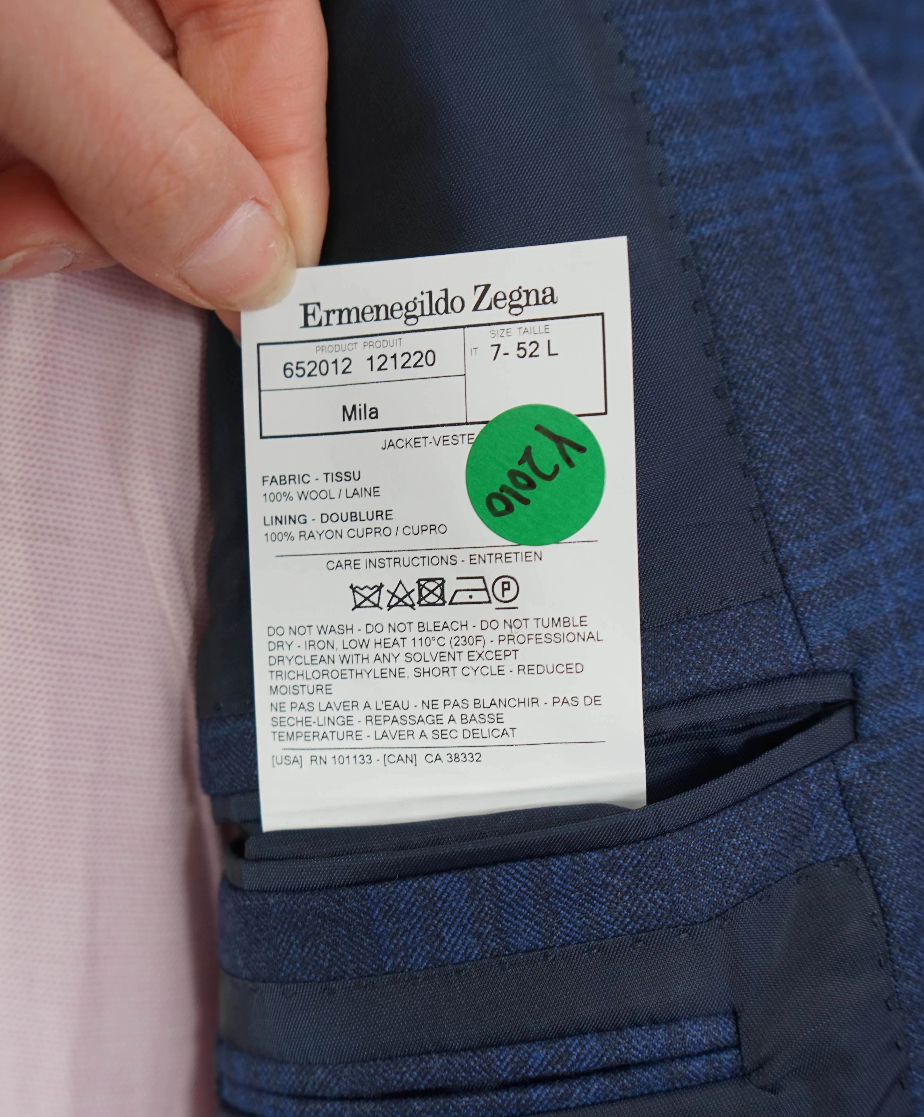 $3,250 ERMENEGILDO ZEGNA - Blue Plaid Check "MILA" Italy Wool Blazer - 42L