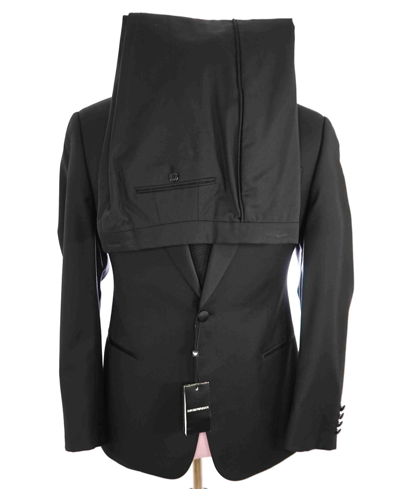 $1,995 EMPORIO ARMANI - “G LINE” 1-Btn Peak Lapel 130's Tuxedo Suit - 44R