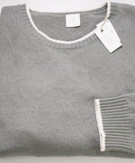 $595 ELEVENTY - *WOOl* Sage Green / Ivory Tipped Crewneck Sweater - M