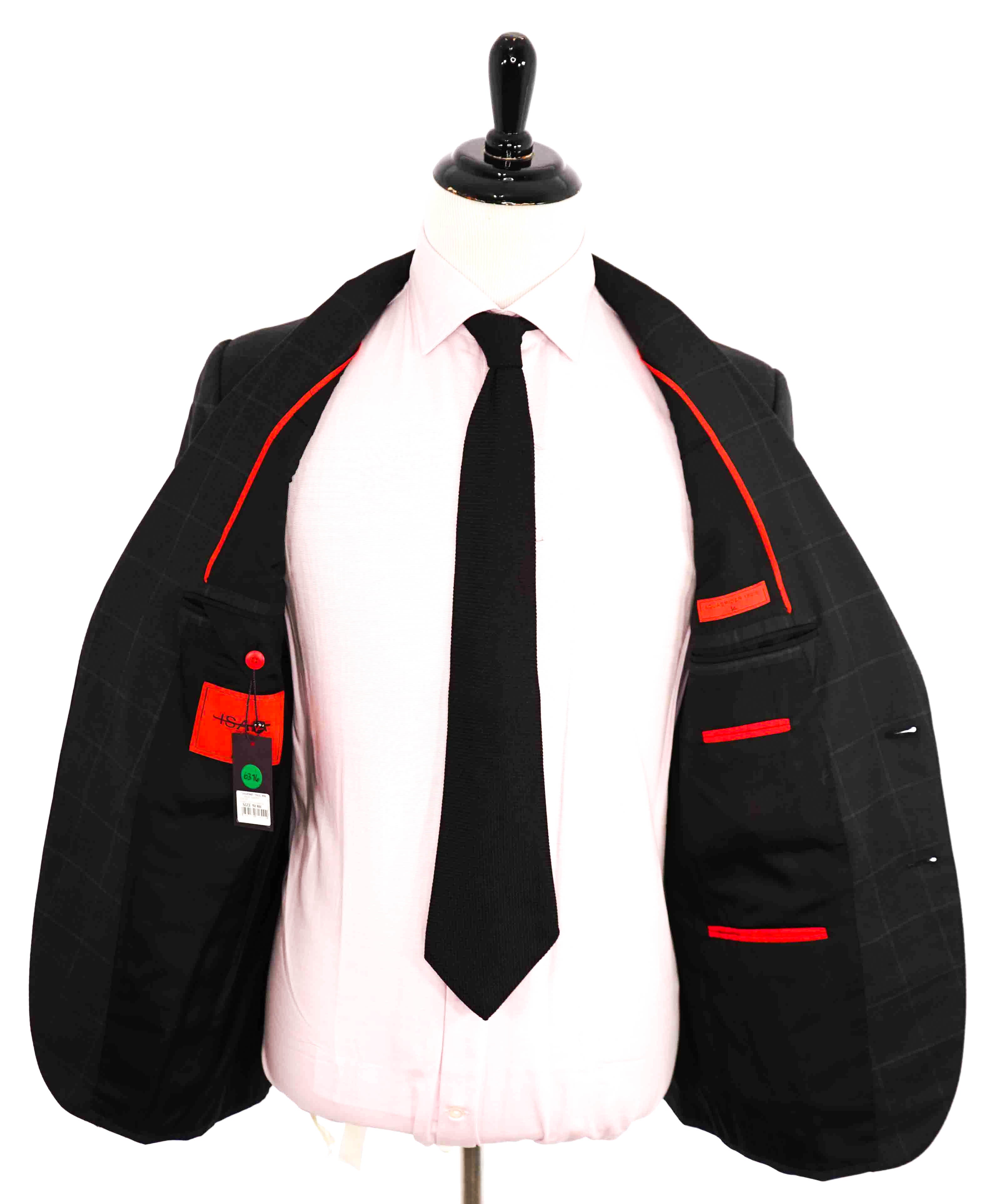 $3,750 ISAIA - Gray Windowpane "160's" *CLOSET STAPLE* Coral Pin Suit - 40R