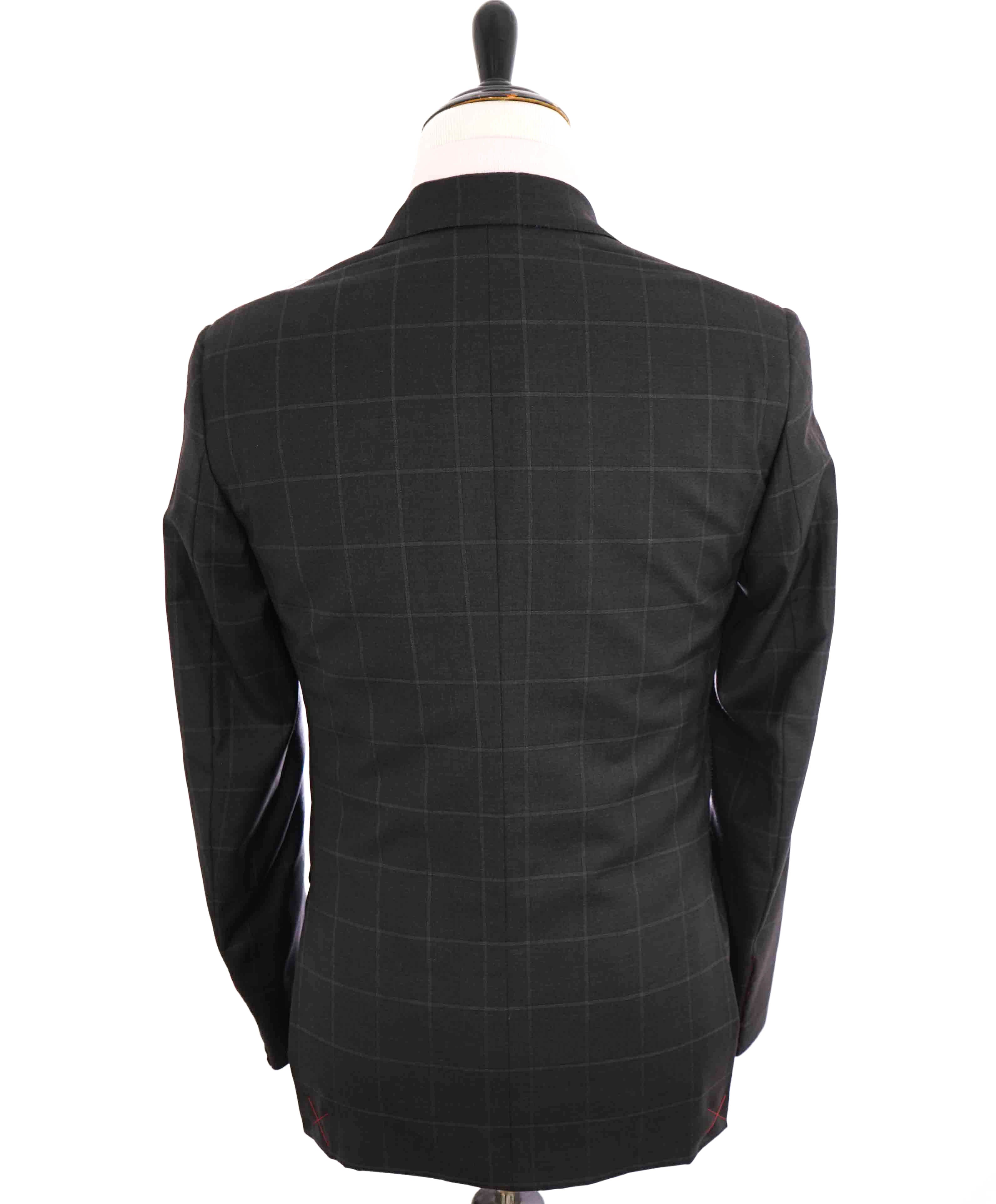 $3,750 ISAIA - Gray Windowpane "160's" *CLOSET STAPLE* Coral Pin Suit - 40R