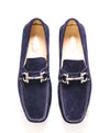 $795 SALVATORE FERRAGAMO - Classic Blue Suede Parigi Slip On Loafers - 8.5 D