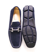 $795 SALVATORE FERRAGAMO - Classic Blue Suede Parigi Slip On Loafers - 8.5 D