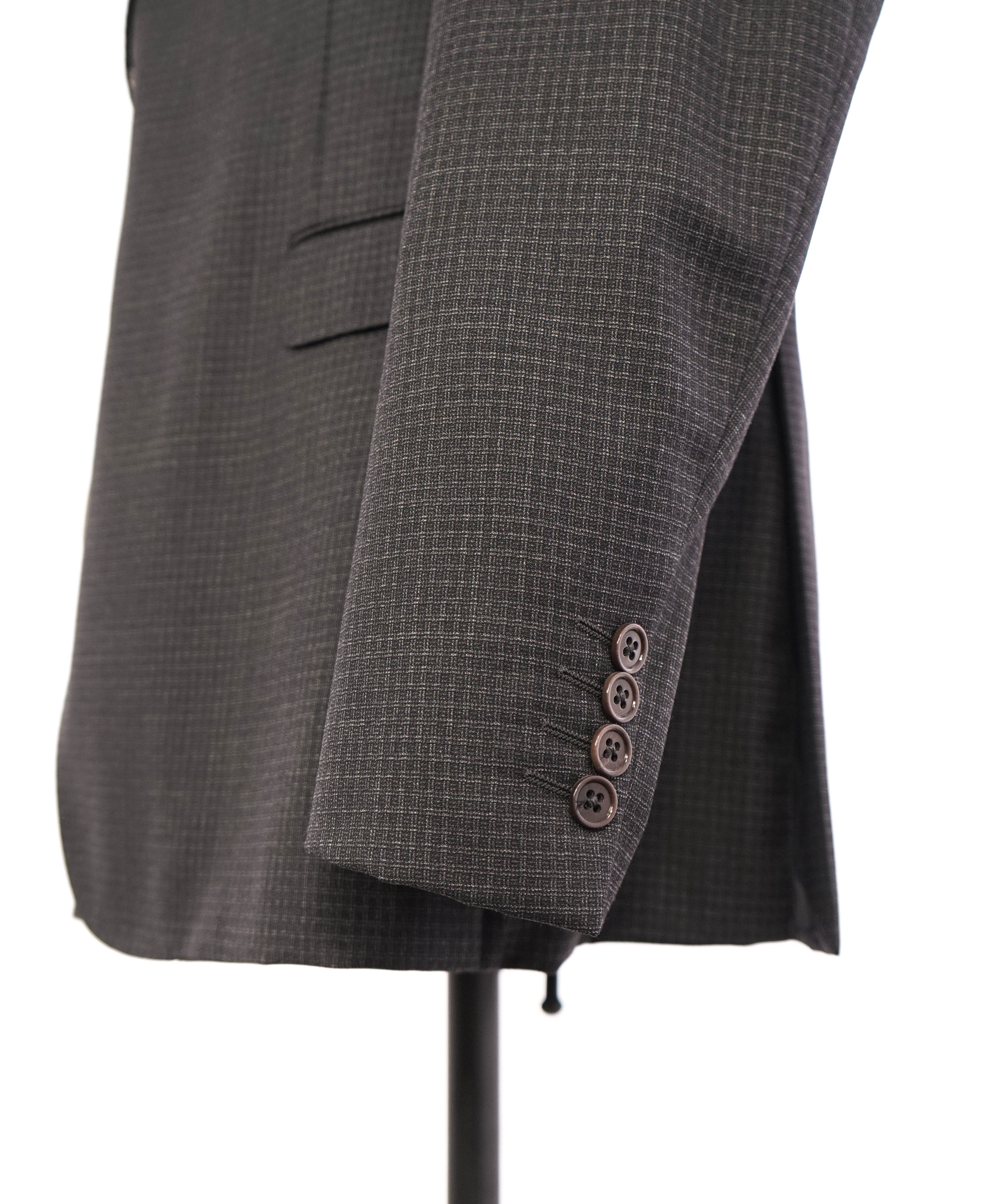 ARMANI COLLEZIONI - “M Line” Micro-Check Basket Weave Gray Suit - 42L