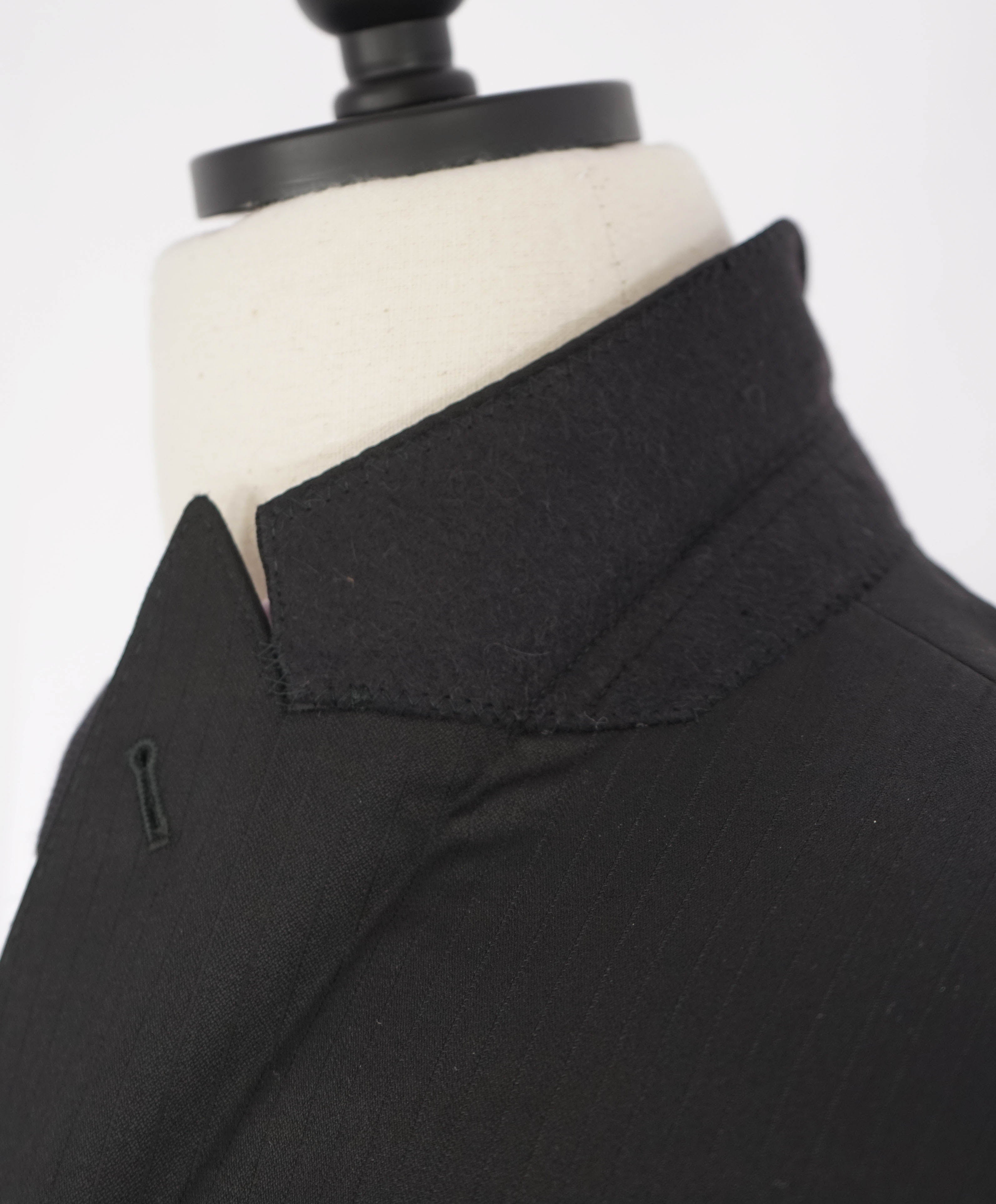 ARMANI COLLEZIONI - “M Line” PEAK Lapel Black Tonal Stripe Suit - 46R