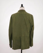 $5,750 ISAIA - Green SUEDE Double Breasted Peak Lapel Jacket Blazer - 46R