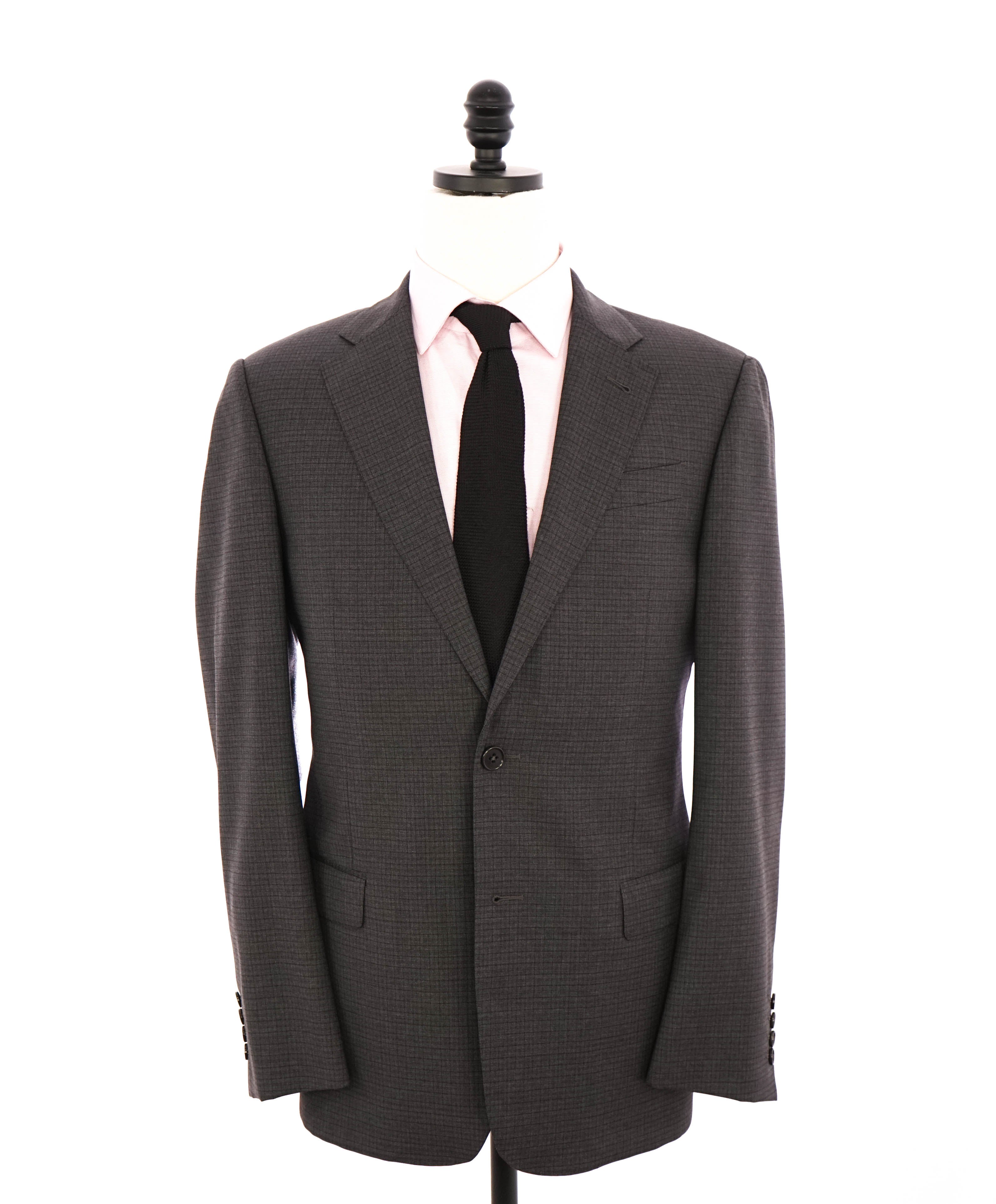 ARMANI COLLEZIONI - “G Line” Micro-Check Basket Weave Gray Suit - 40R