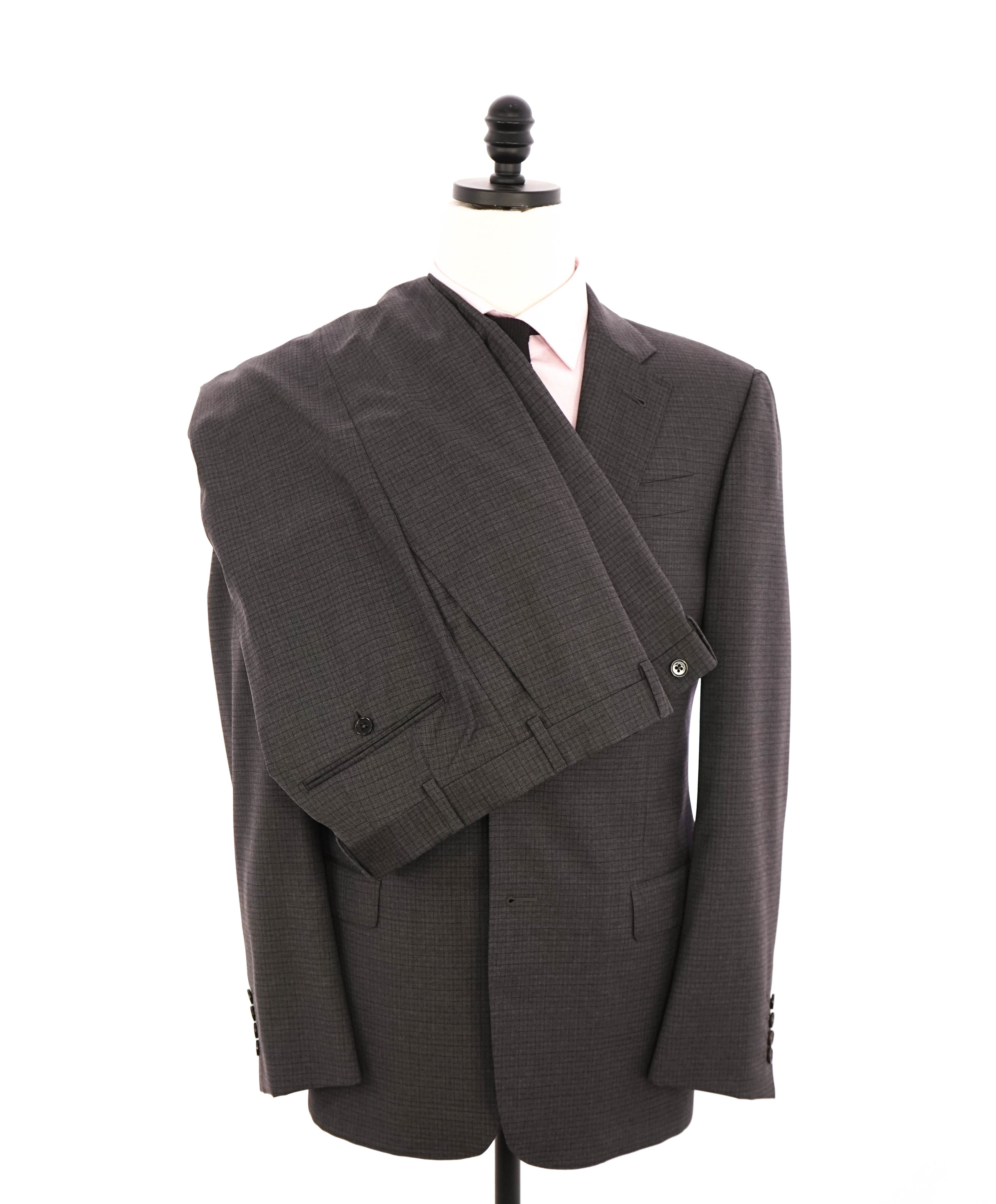 ARMANI COLLEZIONI - “G Line” Micro-Check Basket Weave Gray Suit - 40R