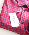 $295 ETON - Pink Check "Contemporary" Spread Collar Button Down Shirt - 15 38