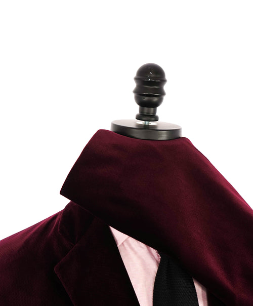 $2,995 GIORGIO ARMANI - Velvet Burgundy Wine Textured Blazer - 44R