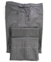 RALPH LAUREN PURPLE LABEL - *SIDE TABS* Gray Stripe Flat Front Dress Pants - 33W