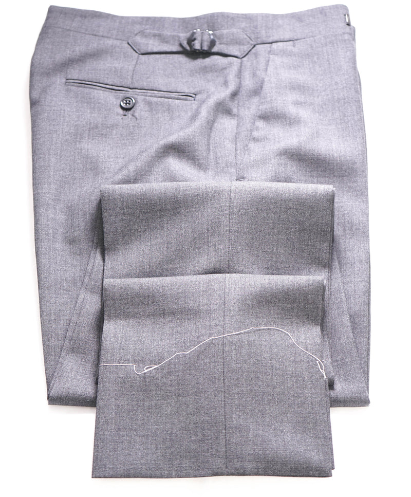 RALPH LAUREN PURPLE LABEL - *SIDE TABS* Gray Wool Flat Front Dress Pants - 32W