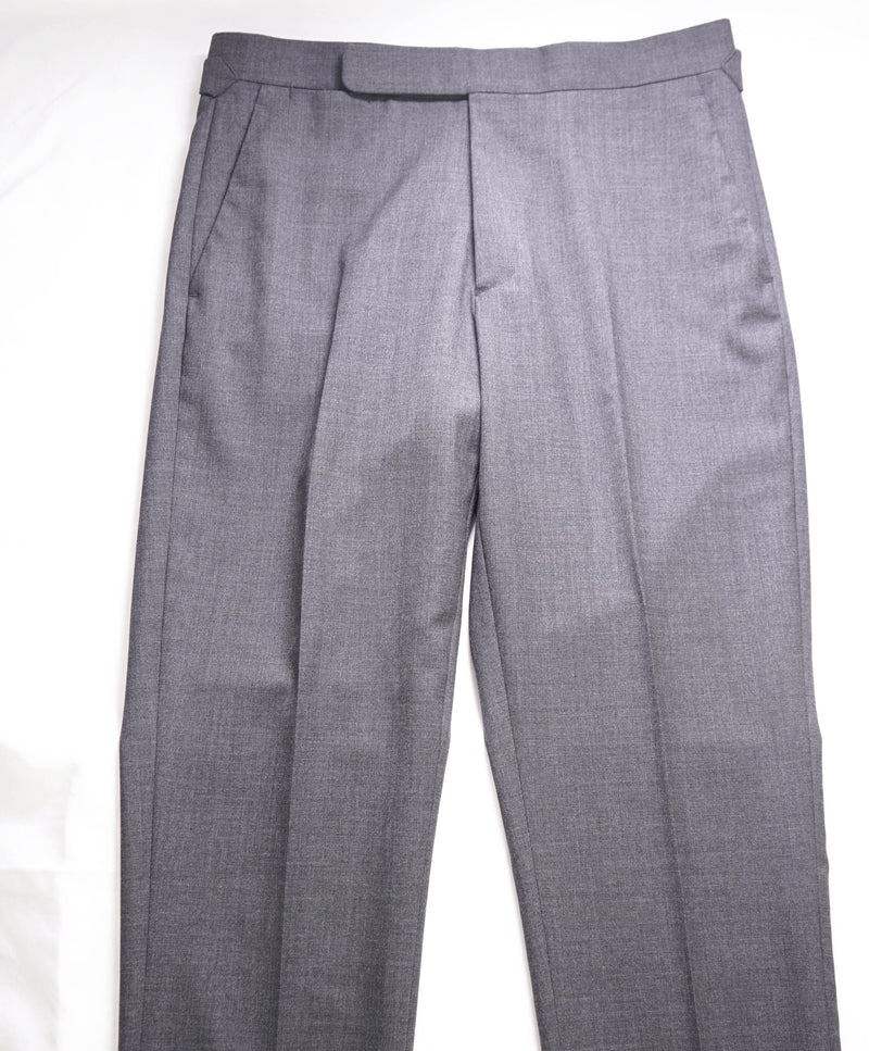 RALPH LAUREN PURPLE LABEL - *SIDE TABS* Gray Wool Flat Front Dress Pants - 32W