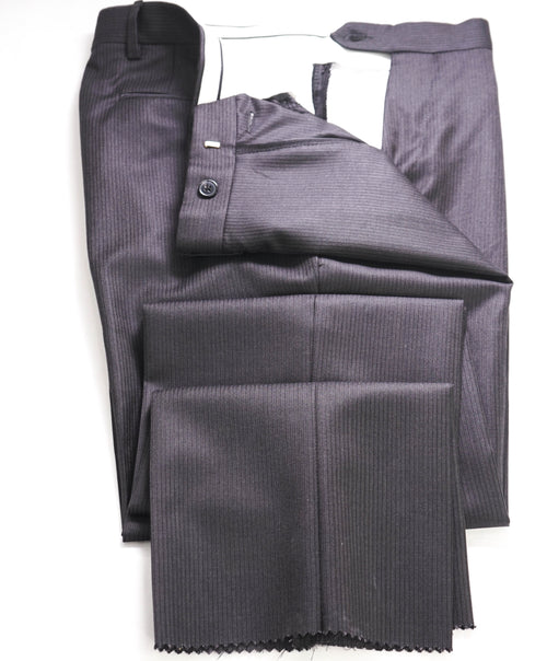 SAKS FIFTH AVE - Super 100's Gray Textured Flat Front Dress Pants - 33W