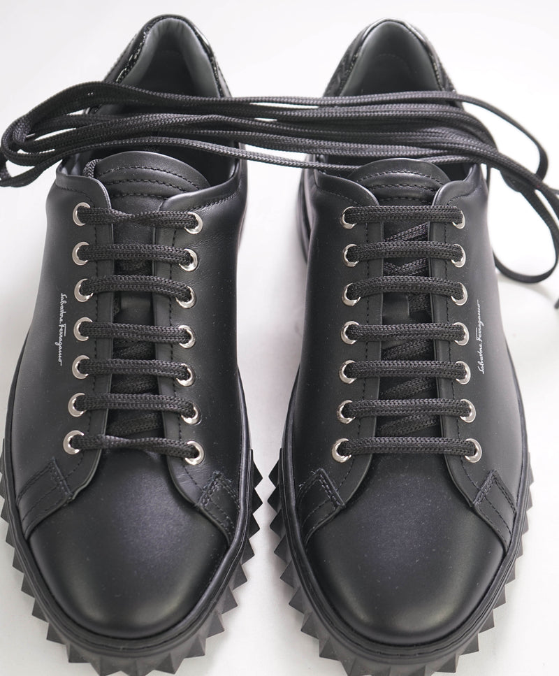 $750 SALVATORE FERRAGAMO - *CUBE* Black Gancini Sneaker - 7M US