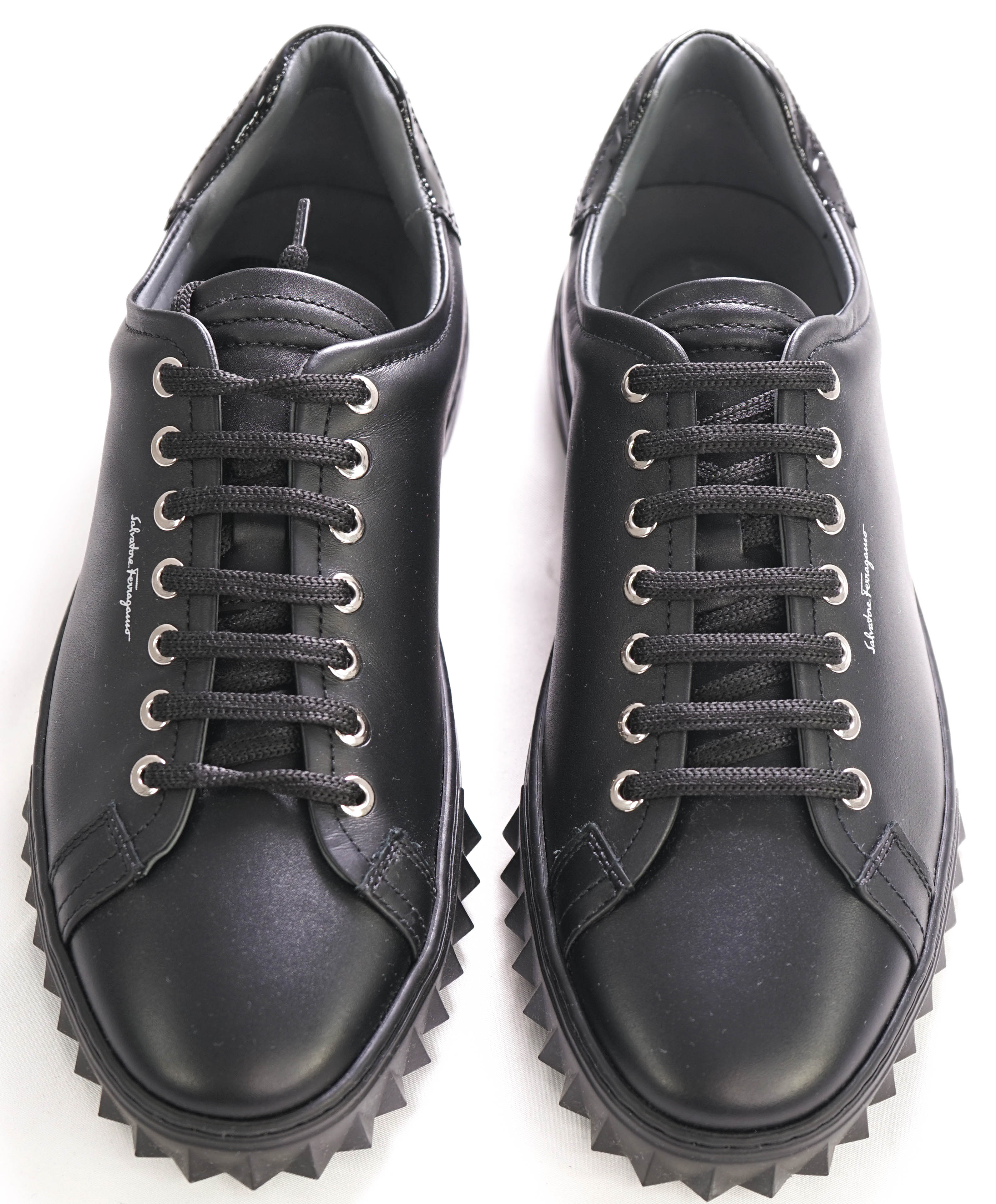 $750 SALVATORE FERRAGAMO - *CUBE* Black Gancini Sneaker - 7M US