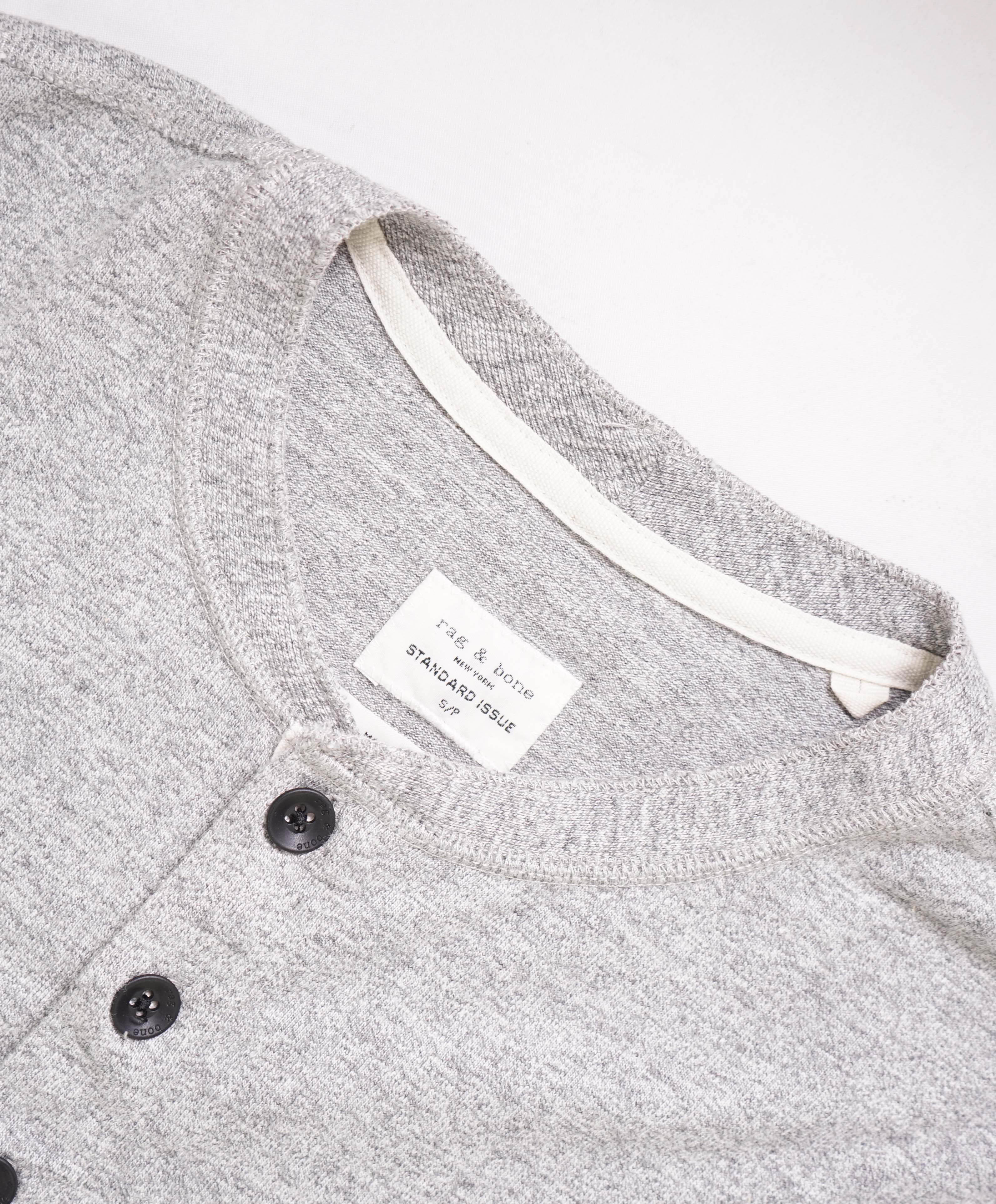$165 RAG & BONE - Henley Gray Logo Stitch Sleeve Cuff - SMALL S/P