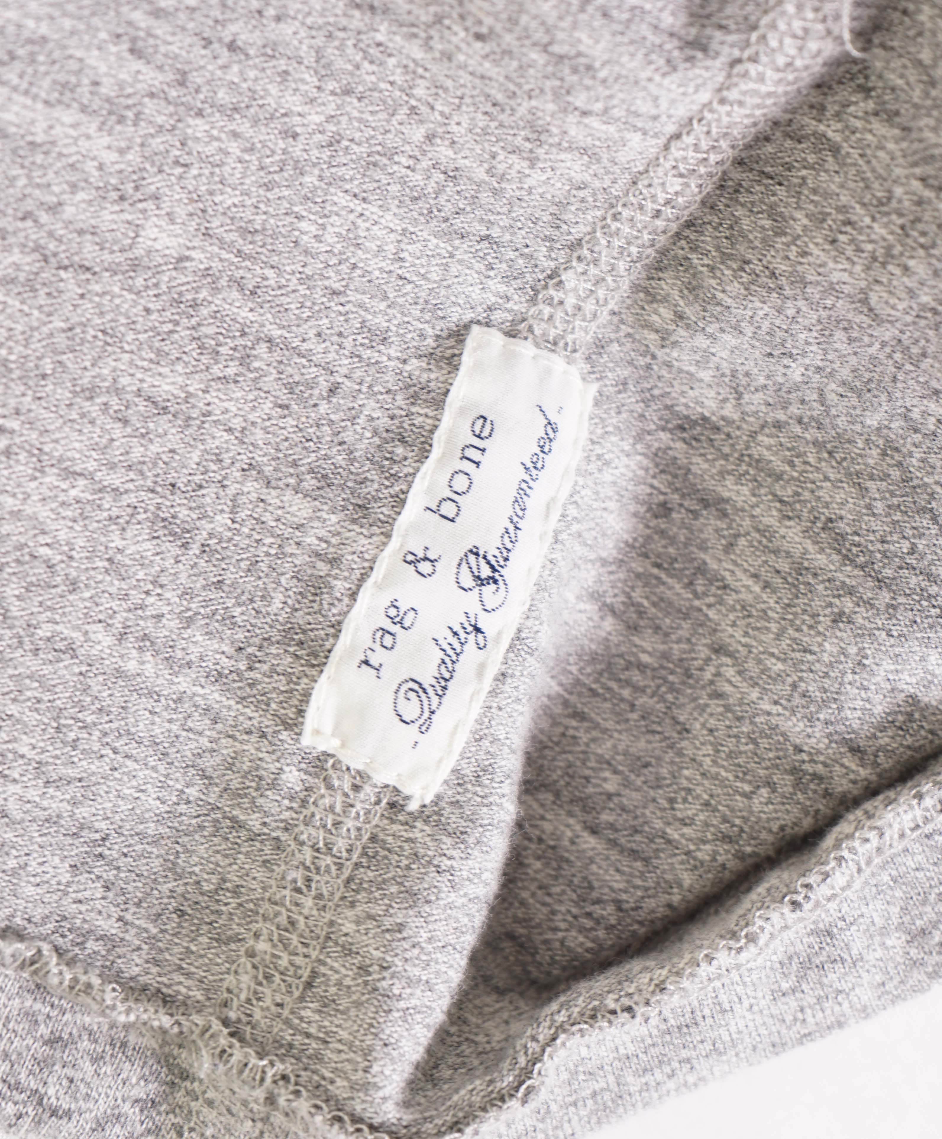 $165 RAG & BONE - Henley Gray Logo Stitch Sleeve Cuff - SMALL S/P
