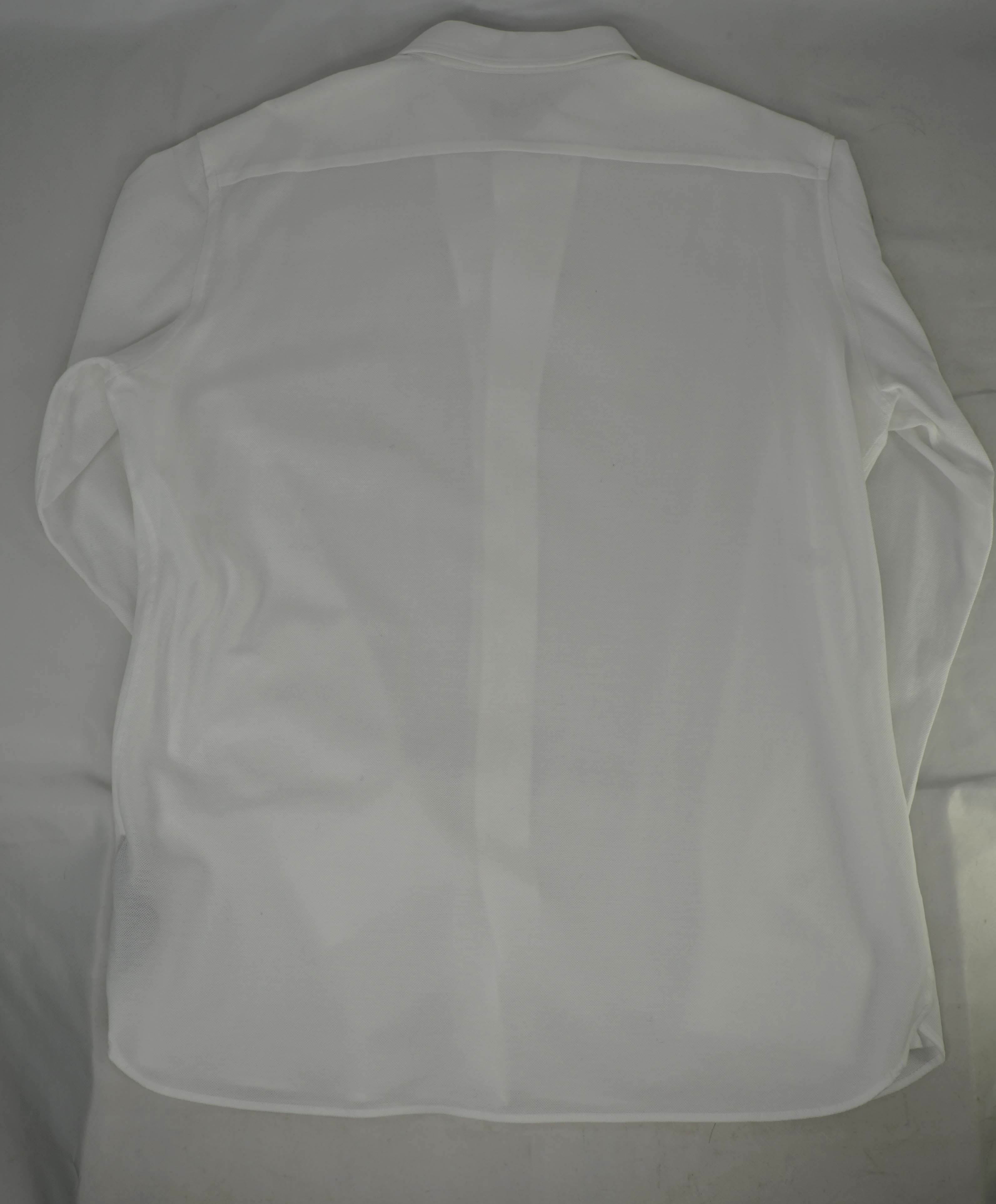 $690 ZEGNA - White Men's Pique Jersey Sport Shirt Button Down Shirt - XL