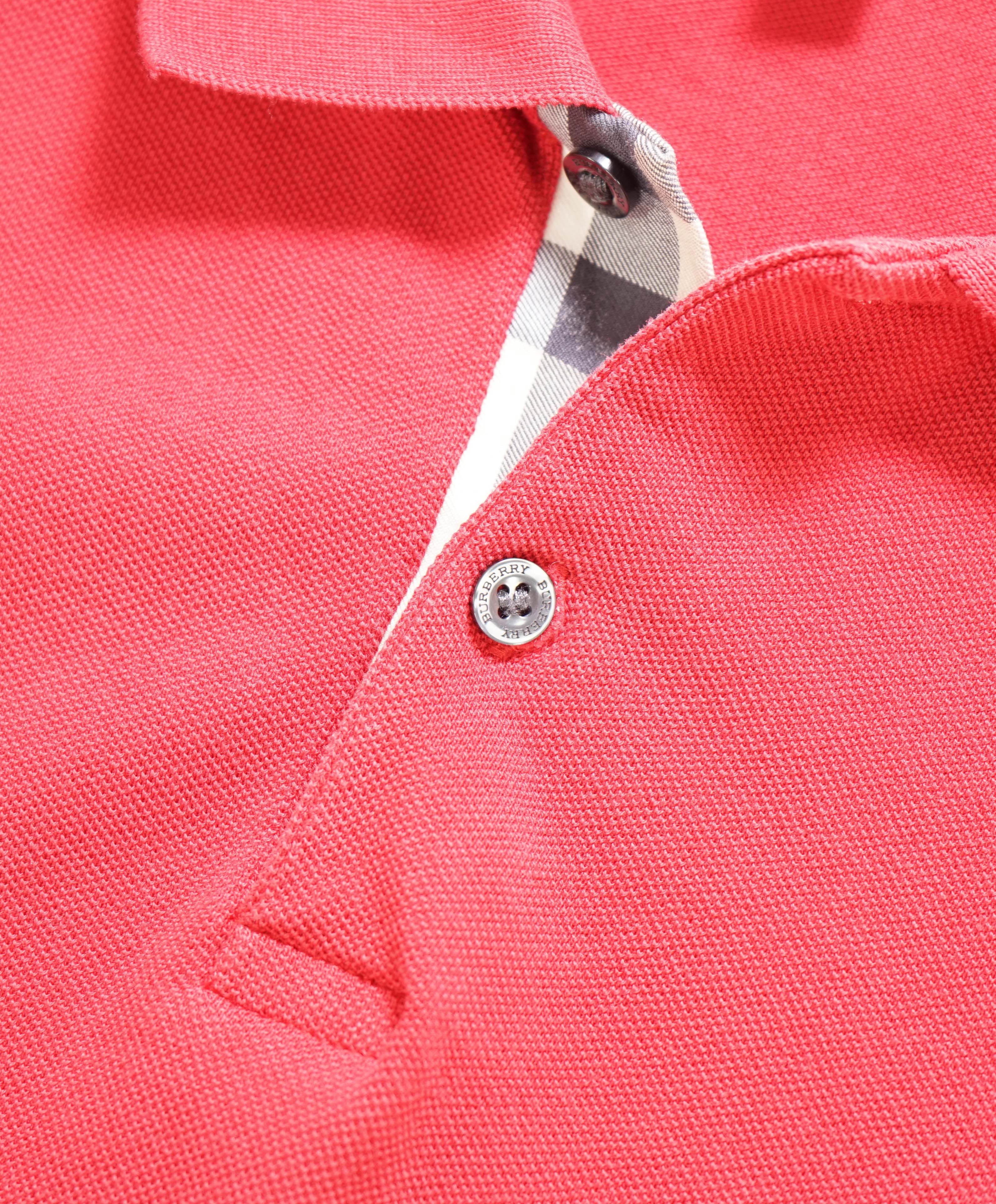 $395 BURBERRY BRIT - Red Nova Check Short Sleeve Polo Shirt - Medium