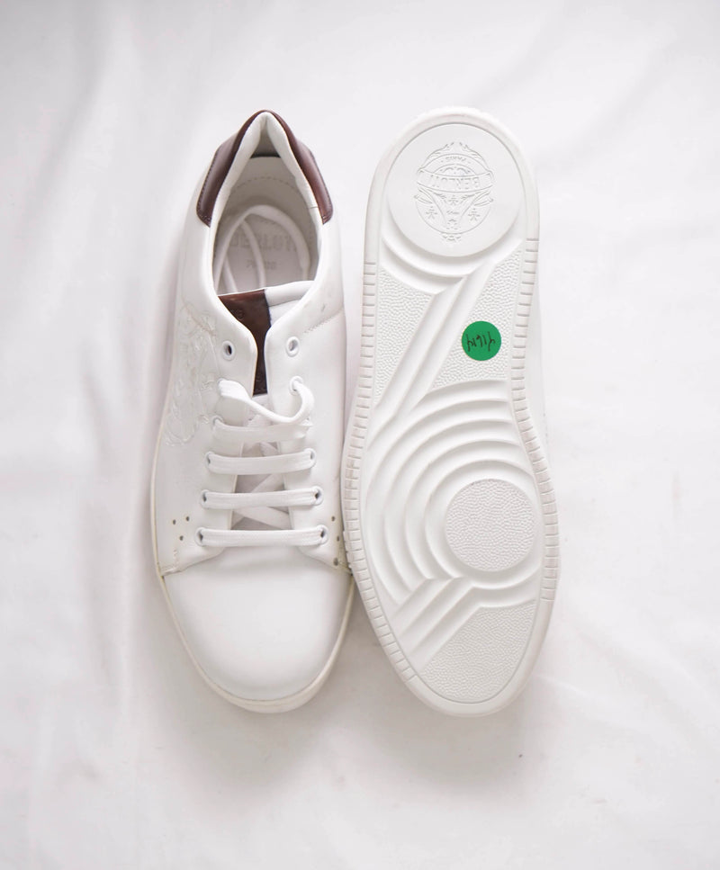 $1,720 BERLUTI PARIS- "SCRITTO" Leather Lace-Up Sneakers In White - 9.5 US (8.5 Stamped)
