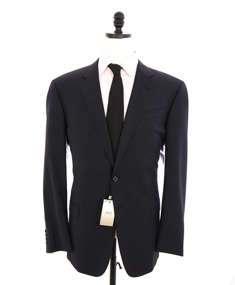 ARMANI COLLEZIONI - “M Line” Micro Check Navy Blue Suit - 46R