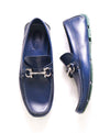 $795 SALVATORE FERRAGAMO - Classic Blue/Green Leather Parigi Slip On Loafers - 9.5 D