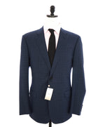 $1,595 ARMANI COLLEZIONI - "G Line" Tonal Blue Check Jacket Blazer - 42R