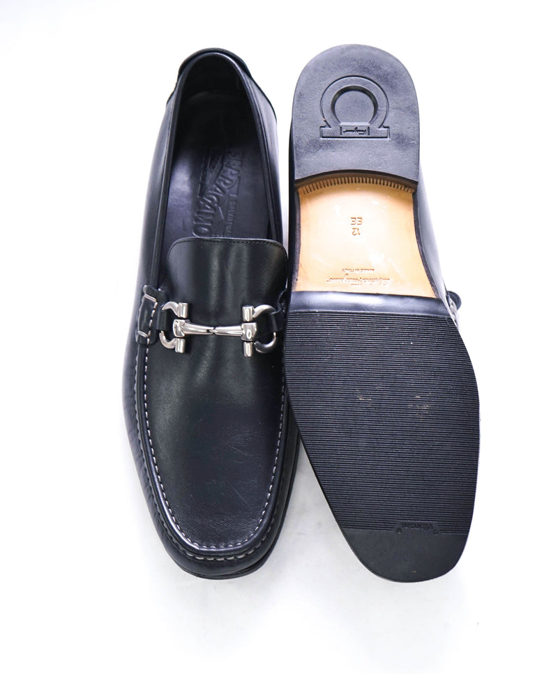 $700 SALVATORE FERRAGAMO - "GIORDANO" Black Leather Loafer- 12 EE