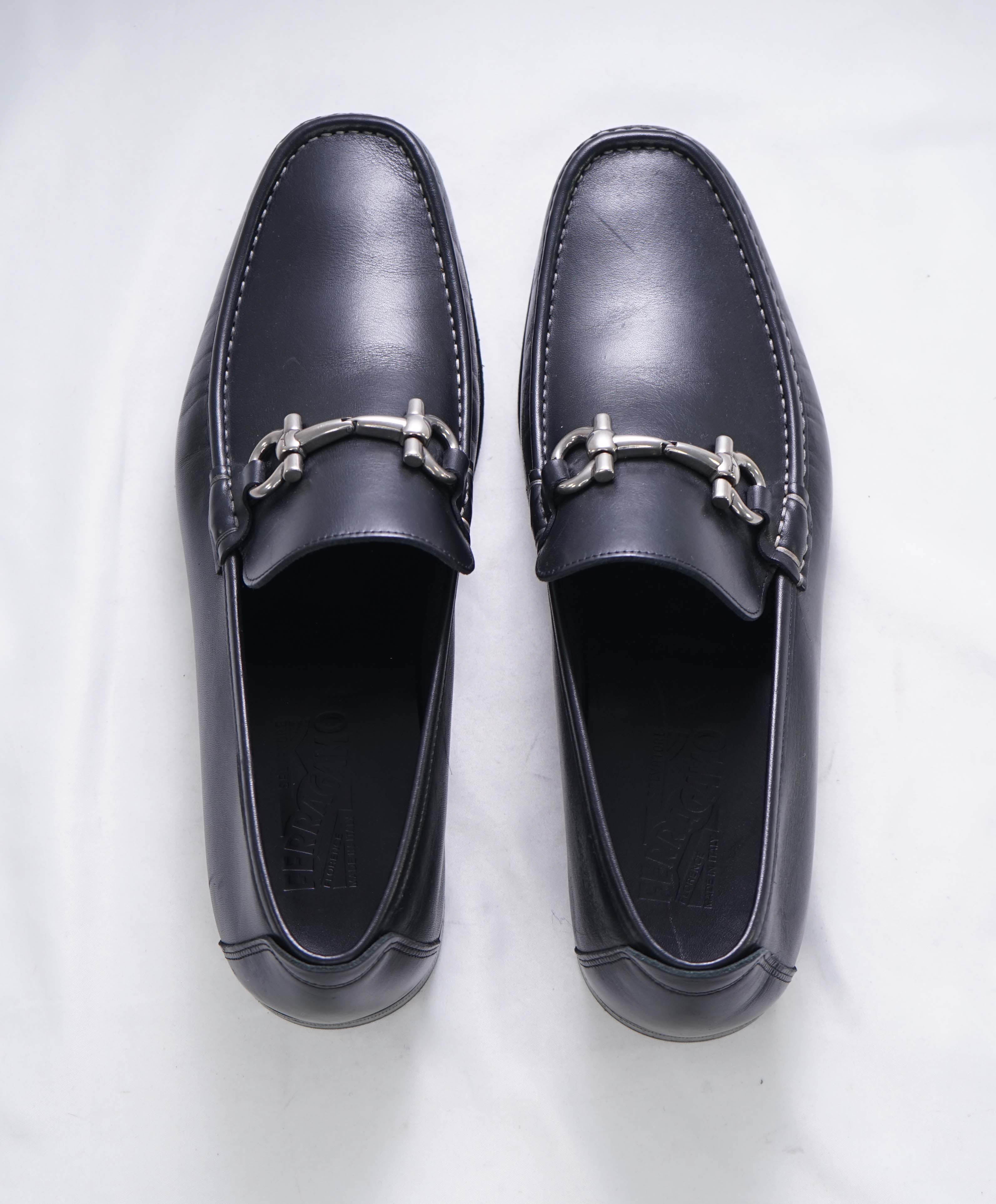 $700 SALVATORE FERRAGAMO - "GIORDANO" Black Leather Loafer- 12 EE