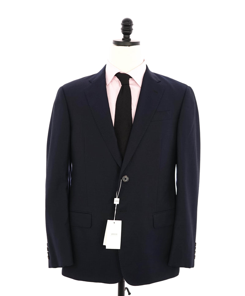 $1,495 ARMANI COLLEZIONI - "G Line"Navy Blue Textured Royal Weave Blazer- 40S