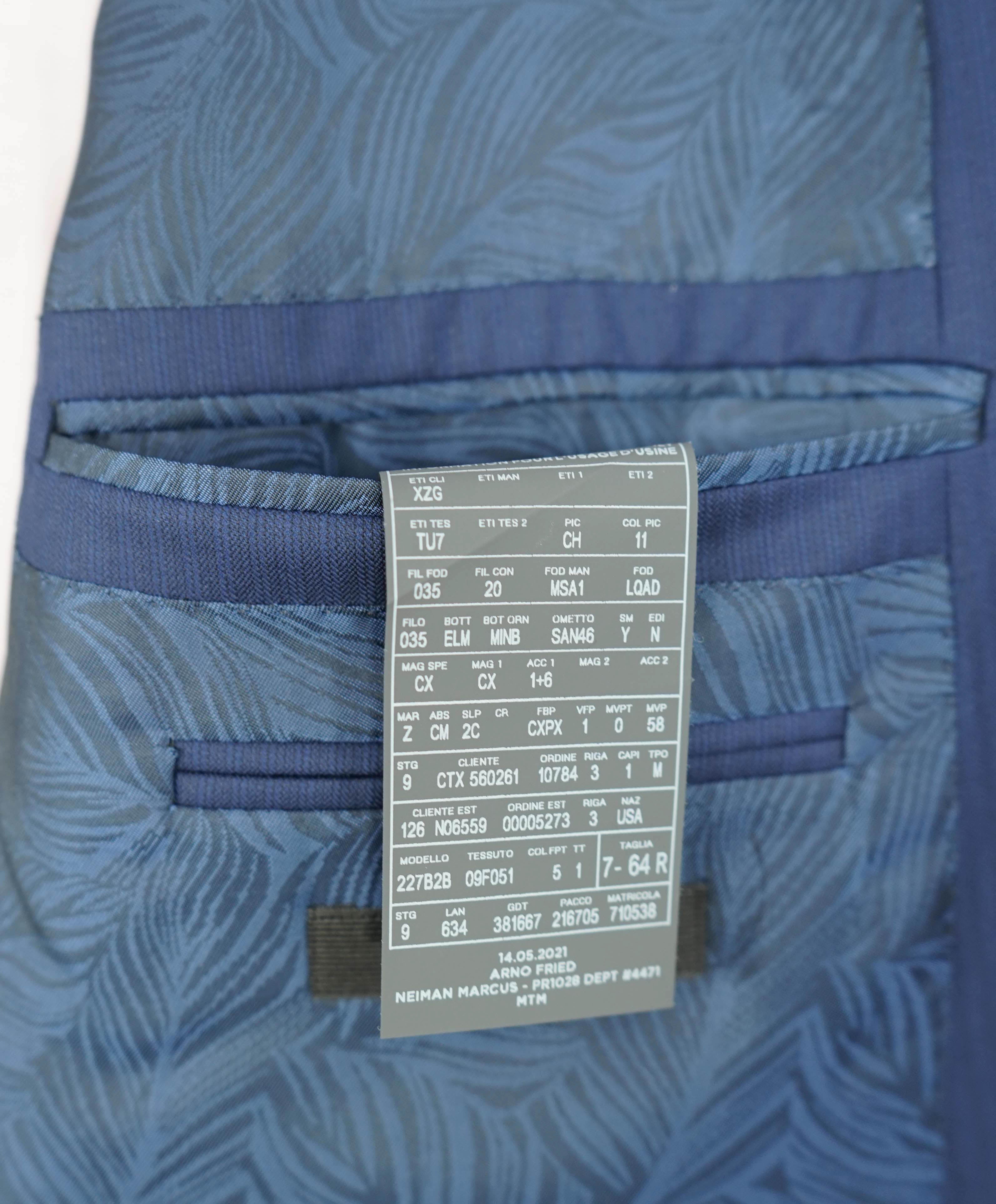 $4,650 ERMENEGILDO ZEGNA- *SU MISURA* Wool 15 MIL MIL 15 Blue Blazer- 54R US (64EU)