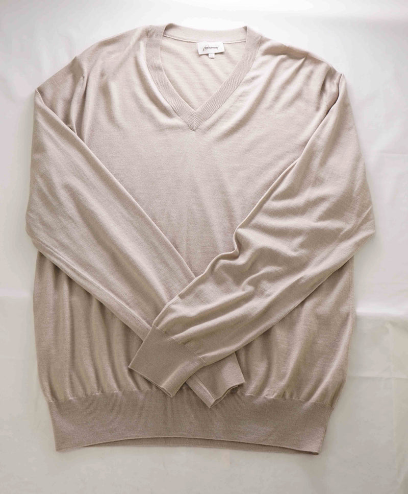 $1,395 BRIONI -WOOL/SILK/CASHMERE Beige V-Neck Pullover Sweater- 42 (52EU)