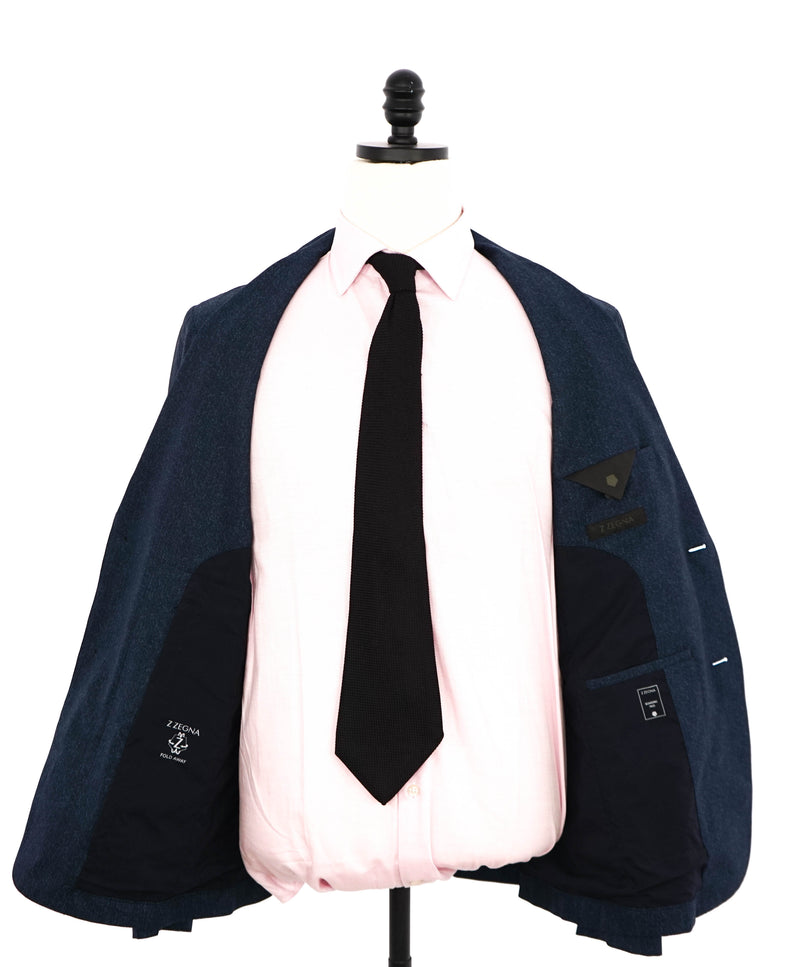 $1,395 Z ZEGNA - Heathered Blue "FOLD AWAY" TRAVEL Blazer - M