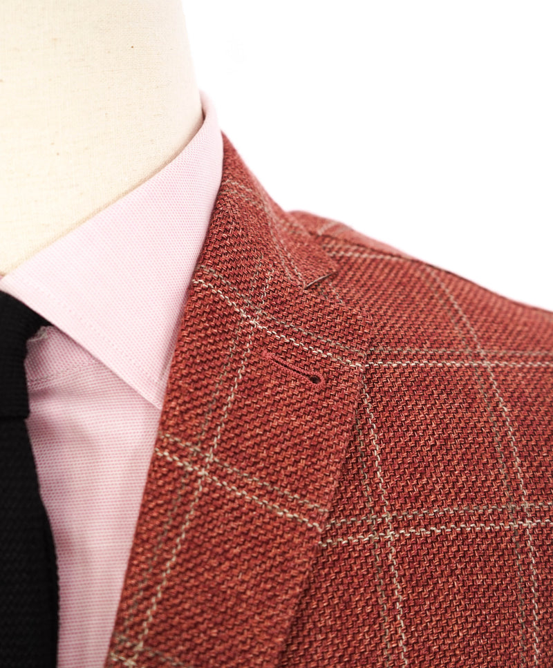 $1,595 CORNELIANI - Pink/Red LINEN/WOOL Logo  Blazer - 40R