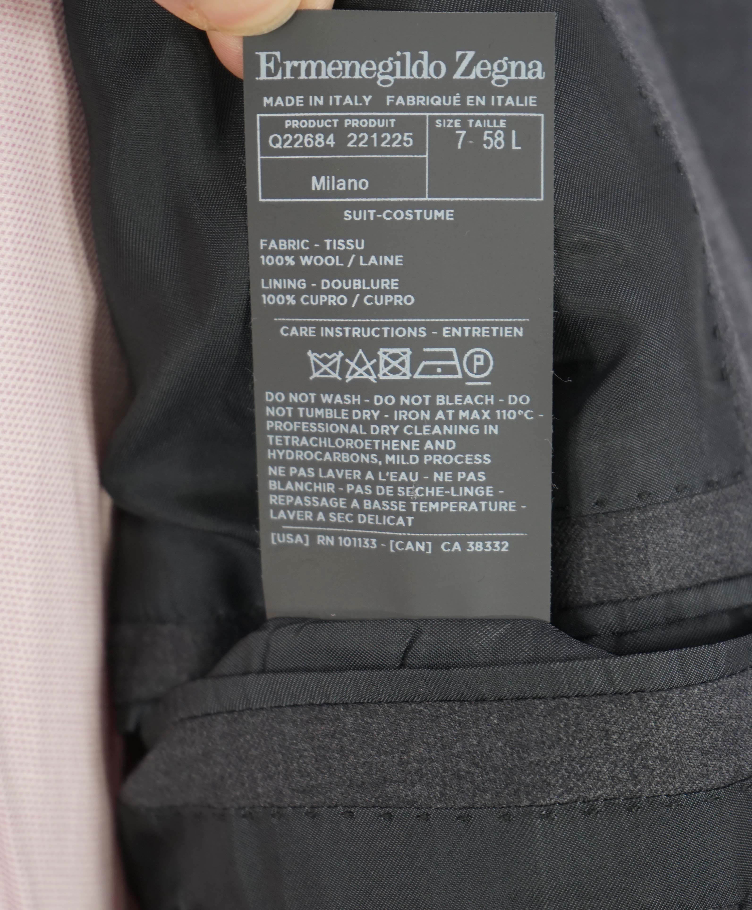 $3,295 ERMENEGILDO ZEGNA -"TROFEO" Solid GRAY Closet Staple Blazer - 48L