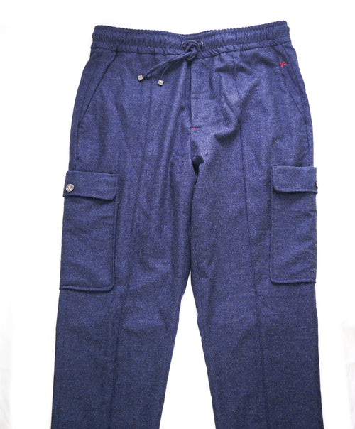 ISAIA - Wool & CASHMERE *JOGGER/CARGO* Blue Pants Flat Front - 31W (48EU)