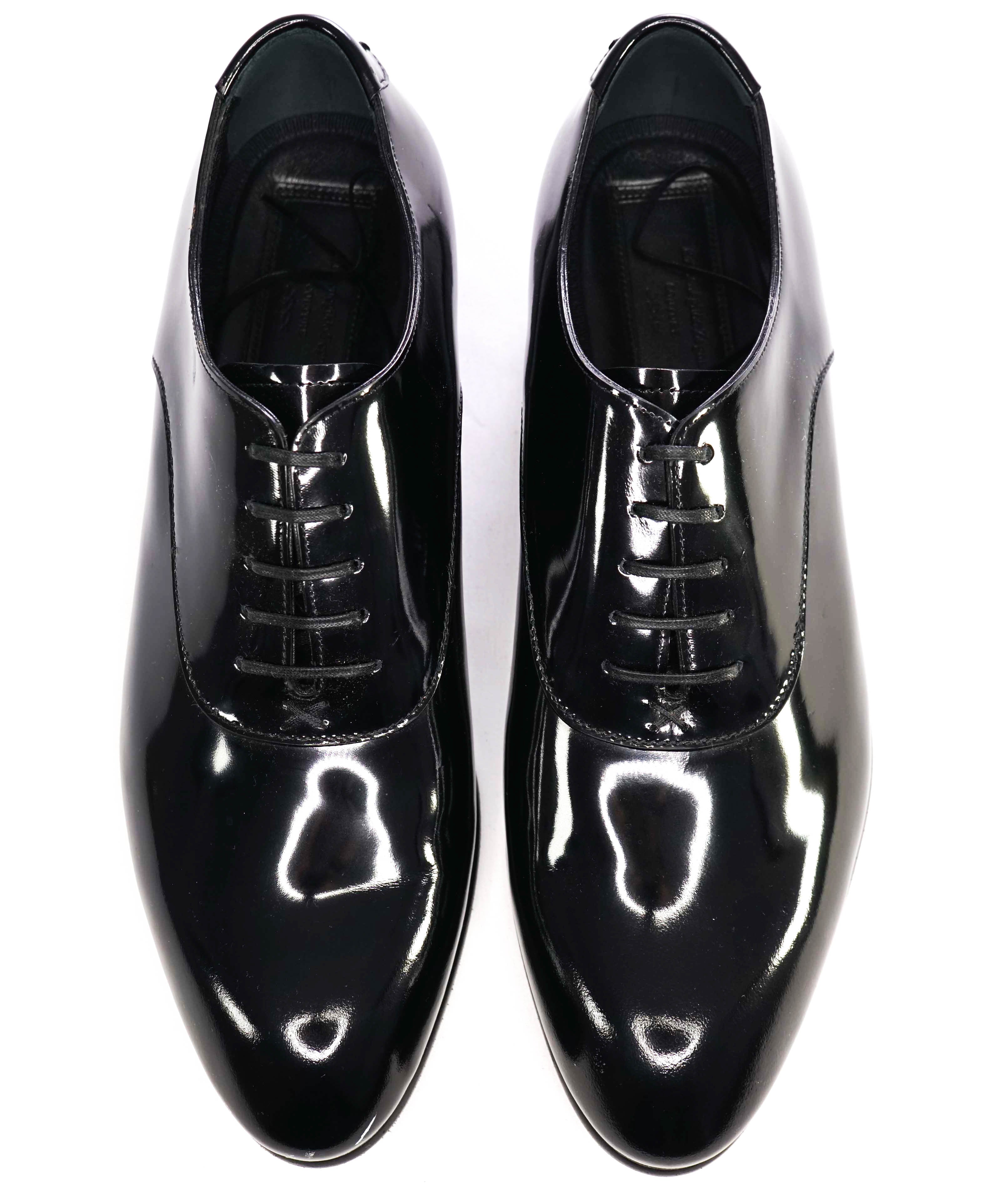 $890 ERMENEGILDO ZEGNA - Monte Carlo Black Patent Leather Oxfords - 10 US