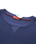 $595 ISAIA - Ribbed Blue Cotton LOGO Crewneck Sweater - S