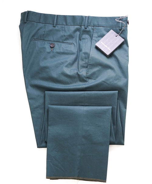 ERMENEGILDO ZEGNA - SLIM Hunter GREEN Cotton/Elastane Chino Flat Front Pants - 36W