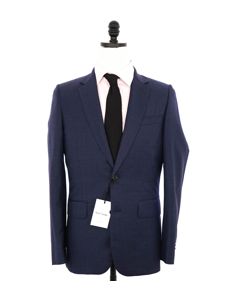 PAUL SMITH - Wool “SOHO" Blue Mini Check 2-Button Wool Suit- 36R
