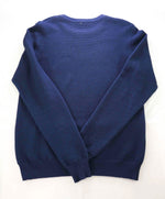 $595 ISAIA - Ribbed Blue Cotton LOGO Crewneck Sweater - S