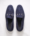 $960 ERMENEGILDO ZEGNA - Navy Blue Suede Bit Loafers - 10.5 US (9.5 EU)
