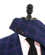 PAUL SMITH - Wool “The Kensington ”Navy/Pink Windowpane Suit- 38R