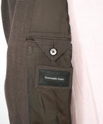$4,295 ERMENEGILDO ZEGNA -Brown Micro Check 2/3 Roll LINEN Suit - 44R