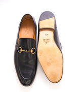 $920 GUCCI - "JORDAAN" Black/Gold ICONIC Horsebit Leather Loafers - 10 US (9.5G)